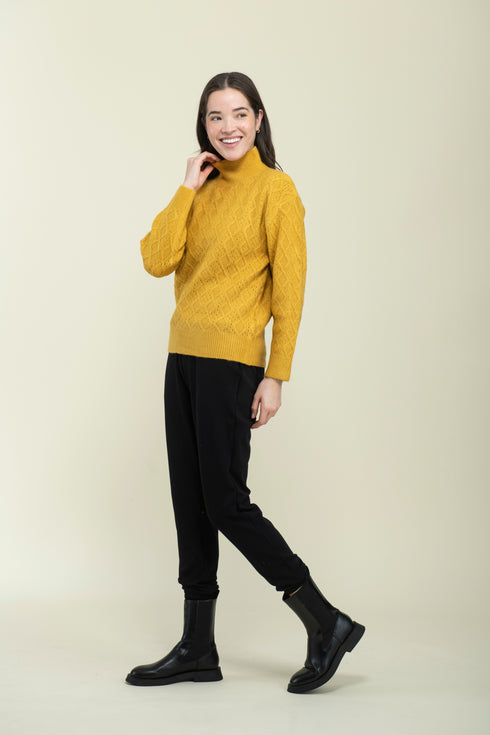 Ella-Cabled Mock Neck